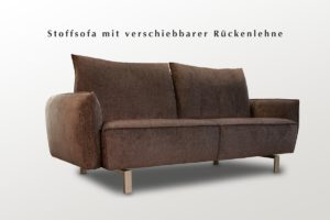 Braunes Stoffsofa mit verstellbarer Rückenlehne