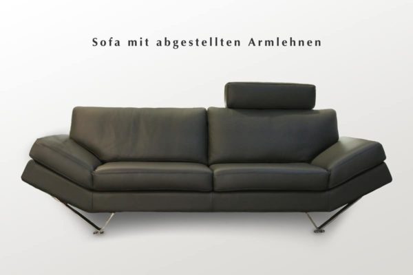 Schwarzes Ledersofa für zwei Personen
