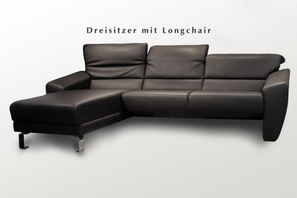 Longchair-Sofa mit individuellen Edelstahlfüßen