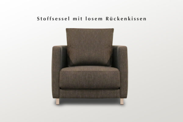 Lounge Sessel mit dunklem Stoffbezug